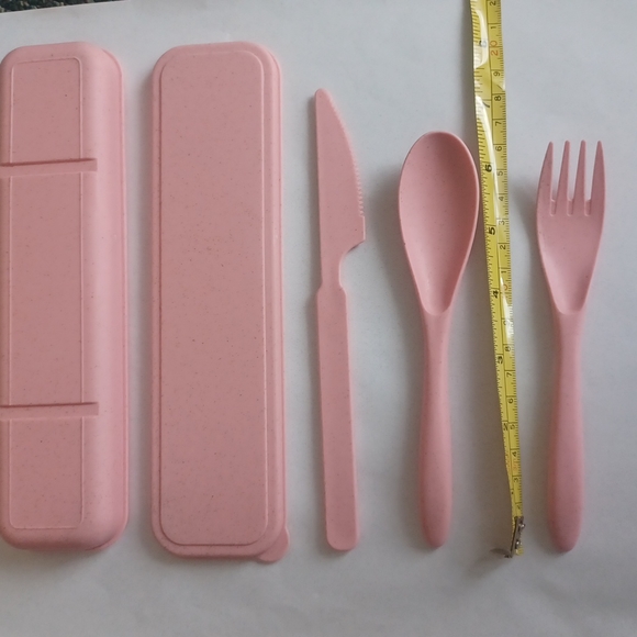 Good Wheat Green Producers Tableware suit Pink spoon, fork, knife set with case - Picture 7 of 10